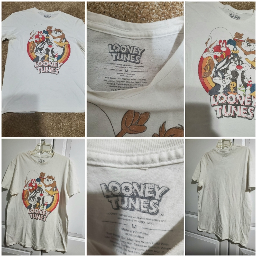 Warner Bros Vintage LOONEY TUNES. Kids White Graphic T-Shirt